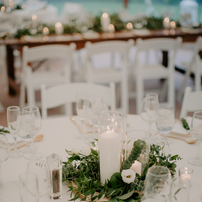 Monochromatic white table design at Willowdale Estate Topsfield, MA