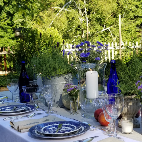 Lighting Rentals Along Outdoor Tablescape in Worcester, MA
