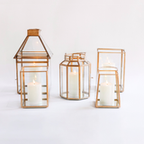 Mirrored Gold Hurricane Lantern