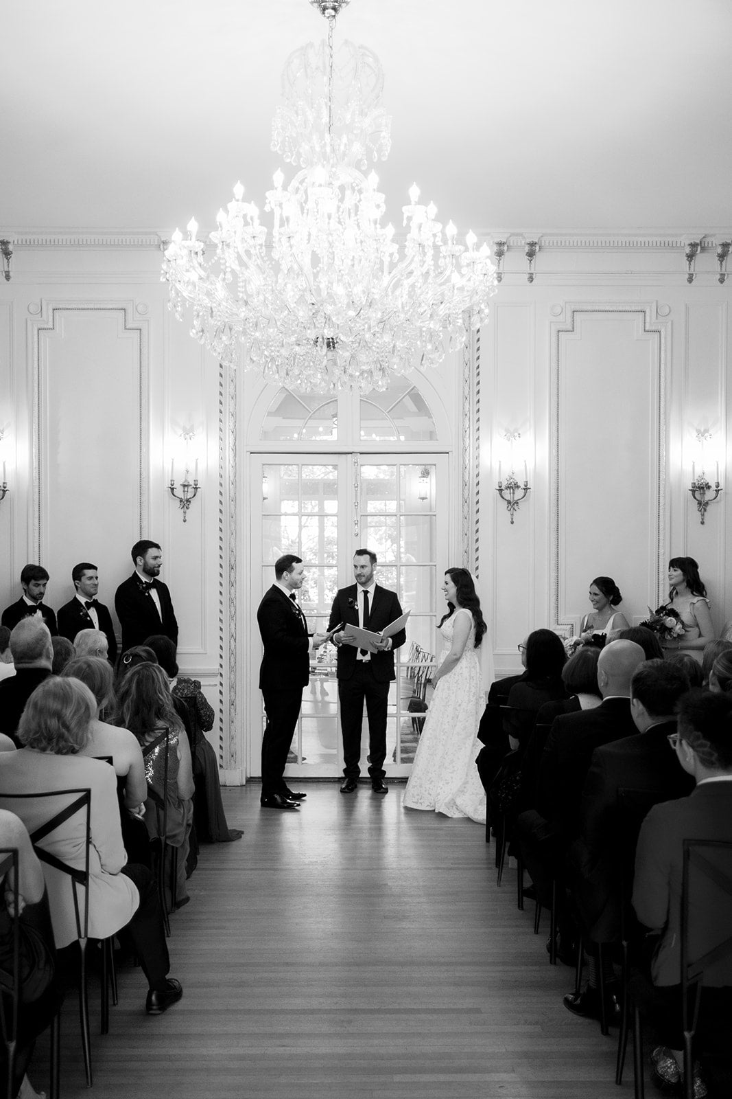 Wedding ceremony inside mansion at Tupper Manor on Boston North Shore